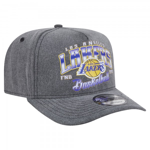 Бейсболка Los Angeles Lakers New Era Charcoal Throwback Washed Pre-Curved 9FIFTY Snapback