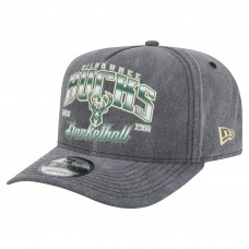 Бейсболка Milwaukee Bucks New Era Charcoal Throwback Washed Pre-Curved 9FIFTY
