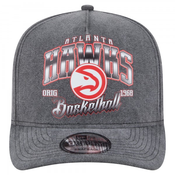 Бейсболка Atlanta Hawks New Era Charcoal Throwback Washed Pre-Curved 9FIFTY Snapback