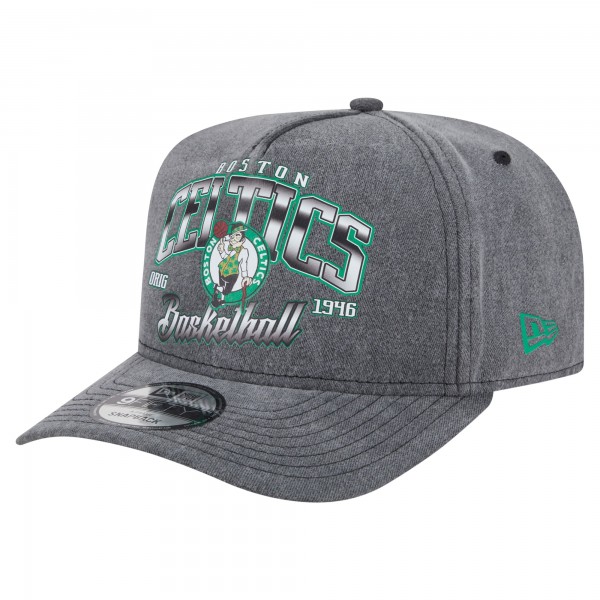 Бейсболка Boston Celtics New Era Charcoal Throwback Washed Pre-Curved 9FIFTY Snapback