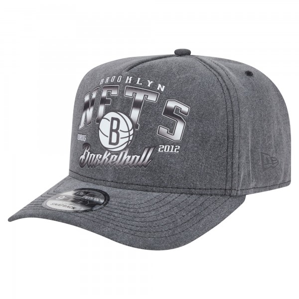 Бейсболка Brooklyn Nets New Era Charcoal Throwback Washed Pre-Curved 9FIFTY