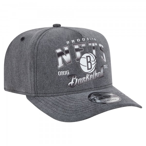 Бейсболка Brooklyn Nets New Era Charcoal Throwback Washed Pre-Curved 9FIFTY