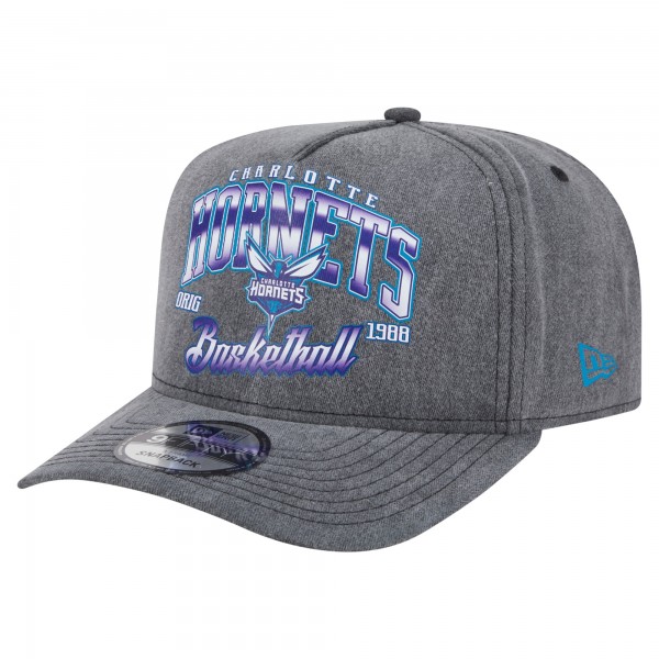 Бейсболка Charlotte Hornets New Era Charcoal Throwback Washed Pre-Curved 9FIFTY