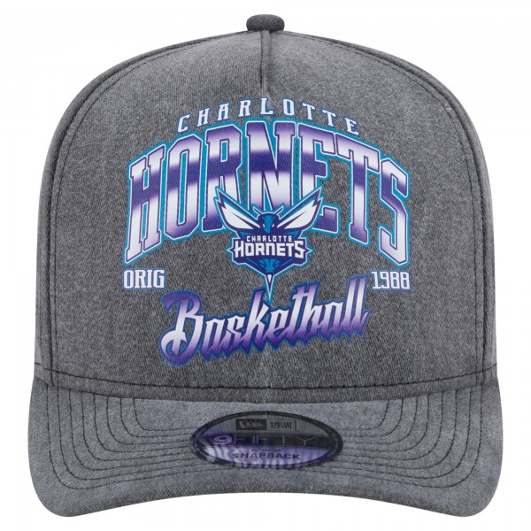 Бейсболка Charlotte Hornets New Era Charcoal Throwback Washed Pre-Curved 9FIFTY