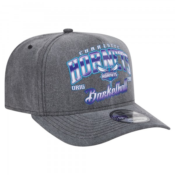 Бейсболка Charlotte Hornets New Era Charcoal Throwback Washed Pre-Curved 9FIFTY