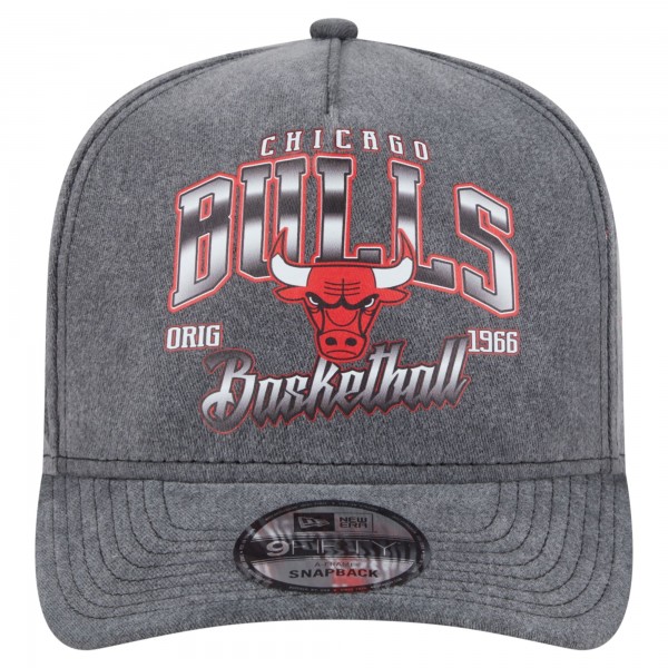 Бейсболка Chicago Bulls New Era Charcoal Throwback Washed Pre-Curved 9FIFTY