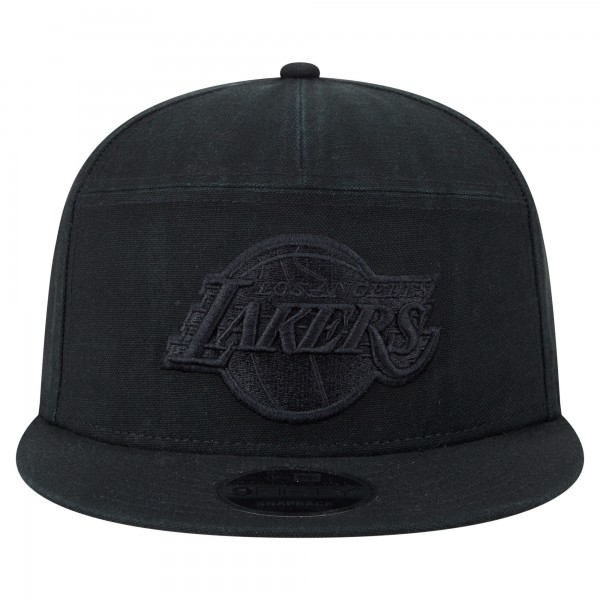 Бейсболка Los Angeles Lakers New Era Black Adventure Canvas Split Panel 9FIFTY Snapback