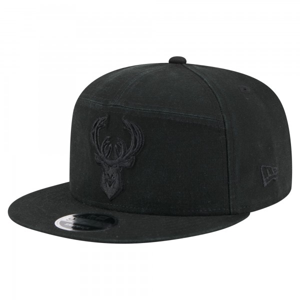 Бейсболка Milwaukee Bucks New Era Black Adventure Canvas Split Panel 9FIFTY