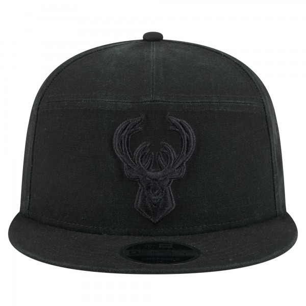 Бейсболка Milwaukee Bucks New Era Black Adventure Canvas Split Panel 9FIFTY