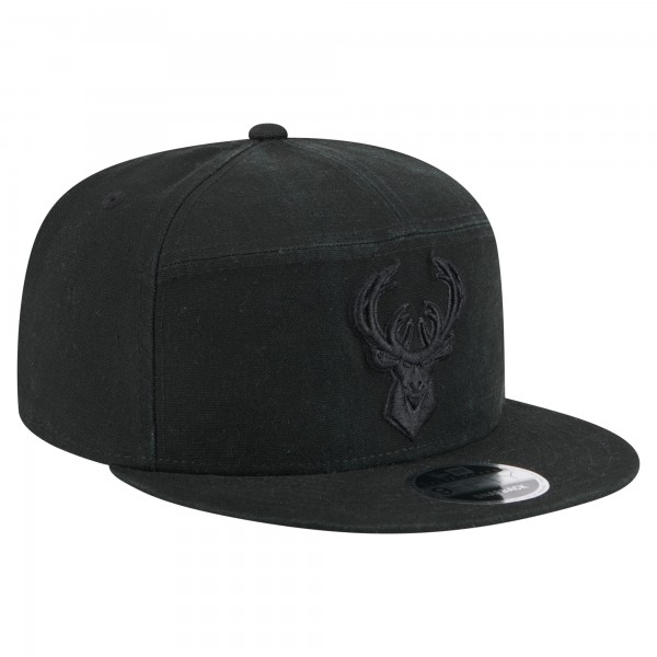 Бейсболка Milwaukee Bucks New Era Black Adventure Canvas Split Panel 9FIFTY