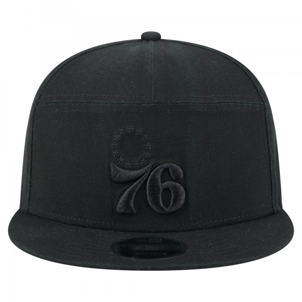 Бейсболка Philadelphia 76ers New Era Black Adventure Canvas Split Panel 9FIFTY Snapback
