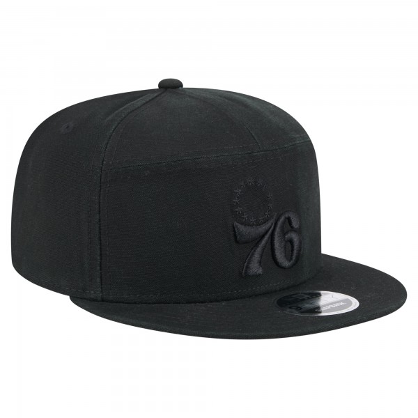 Бейсболка Philadelphia 76ers New Era Black Adventure Canvas Split Panel 9FIFTY Snapback