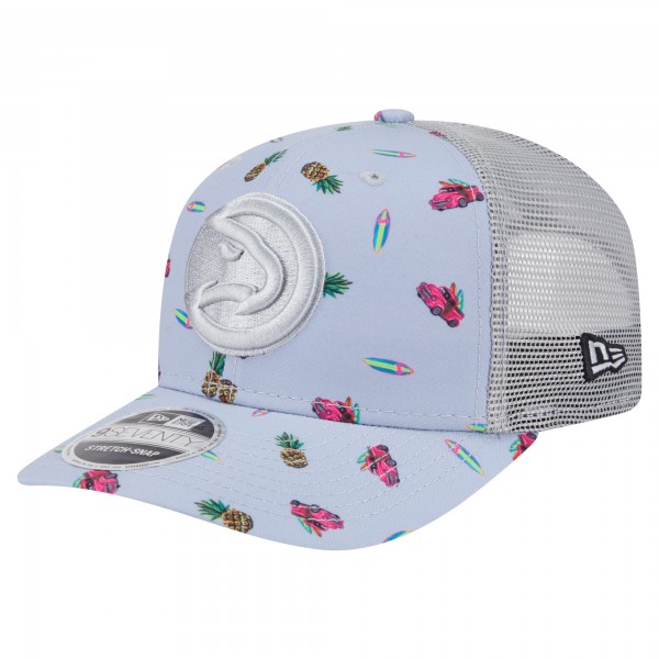 Бейсболка Atlanta Hawks New Era Light Blue/Gray Adventure Aloha Pattern 9SEVENTY Stretch-Snap