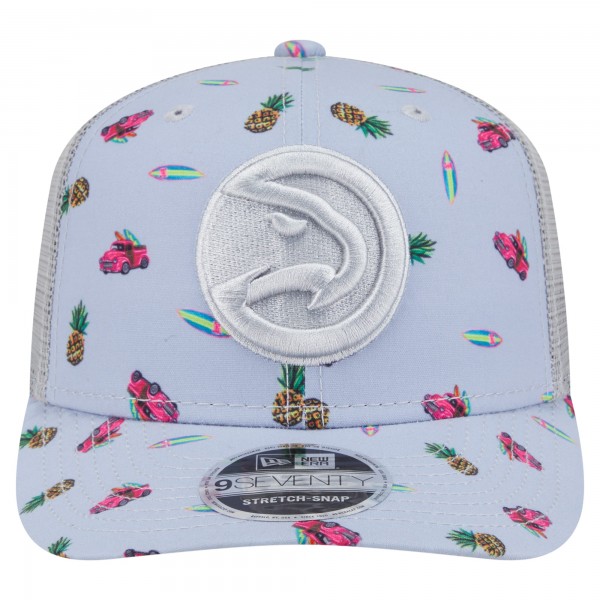 Бейсболка Atlanta Hawks New Era Light Blue/Gray Adventure Aloha Pattern 9SEVENTY Stretch-Snap