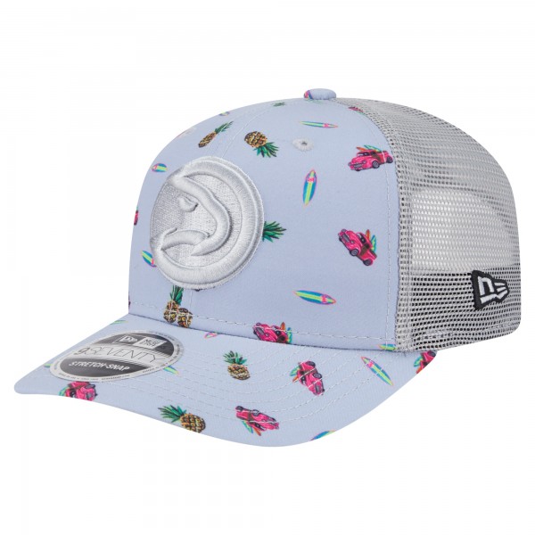 Бейсболка Atlanta Hawks New Era Light Blue/Gray Adventure Aloha Pattern 9SEVENTY Stretch-Snap