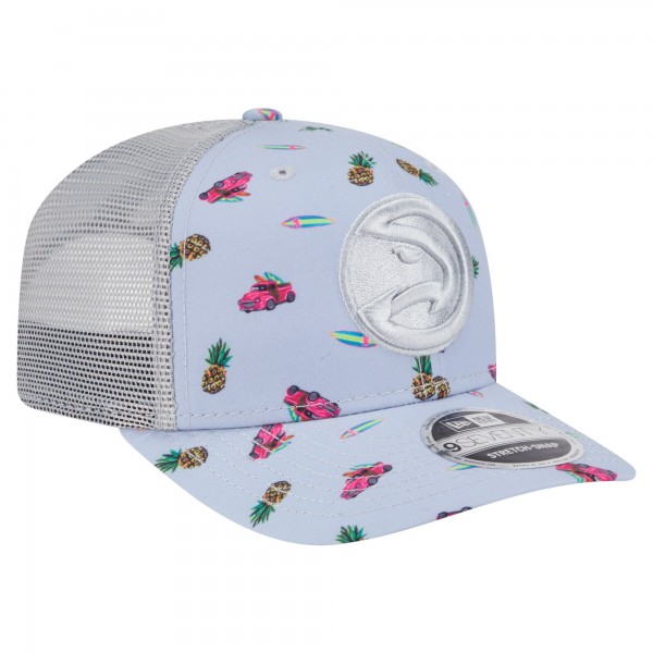 Бейсболка Atlanta Hawks New Era Light Blue/Gray Adventure Aloha Pattern 9SEVENTY Stretch-Snap
