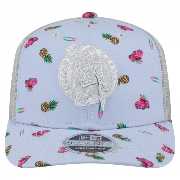 Бейсболка Boston Celtics New Era Light Blue/Gray Adventure Aloha Pattern 9SEVENTY Stretch-Snap