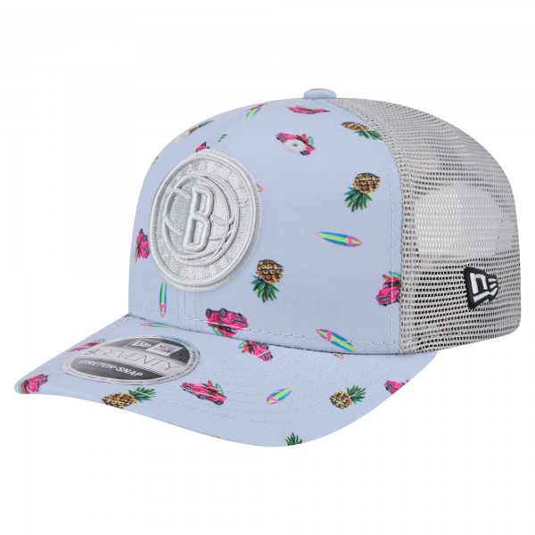 Бейсболка Brooklyn Nets New Era Light Blue/Gray Adventure Aloha Pattern 9SEVENTY