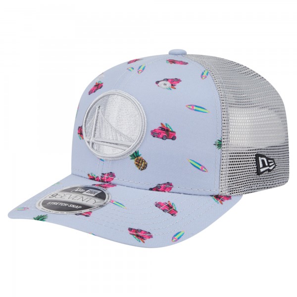 Бейсболка Golden State Warriors New Era Light Blue/Gray Adventure Aloha Pattern 9SEVENTY