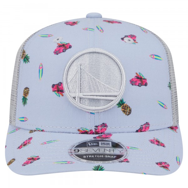 Бейсболка Golden State Warriors New Era Light Blue/Gray Adventure Aloha Pattern 9SEVENTY