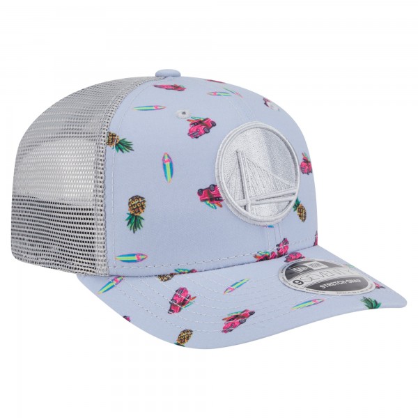 Бейсболка Golden State Warriors New Era Light Blue/Gray Adventure Aloha Pattern 9SEVENTY