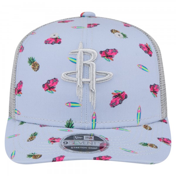 Бейсболка Houston Rockets New Era Light Blue/Gray Adventure Aloha Pattern 9SEVENTY