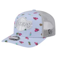Бейсболка Los Angeles Lakers New Era Light Blue/Gray Adventure Aloha Pattern 9SEVENTY Stretch-Snap