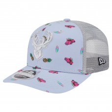 Бейсболка Milwaukee Bucks New Era Light Blue/Gray Adventure Aloha Pattern 9SEVENTY