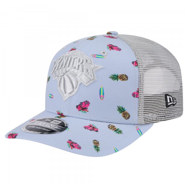 Бейсболка New York Knicks New Era Light Blue/Gray Adventure Aloha Pattern 9SEVENTY Stretch-Snap