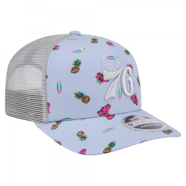 Бейсболка Philadelphia 76ers New Era Light Blue/Gray Adventure Aloha Pattern 9SEVENTY Stretch-Snap