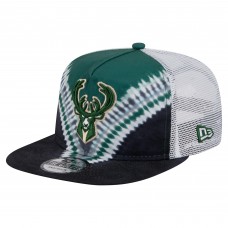 Бейсболка Milwaukee Bucks New Era Black/Hunter Green Throwback Dye Golfer