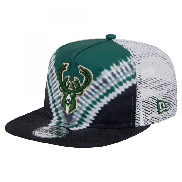 Бейсболка Milwaukee Bucks New Era Black/Hunter Green Throwback Dye Golfer