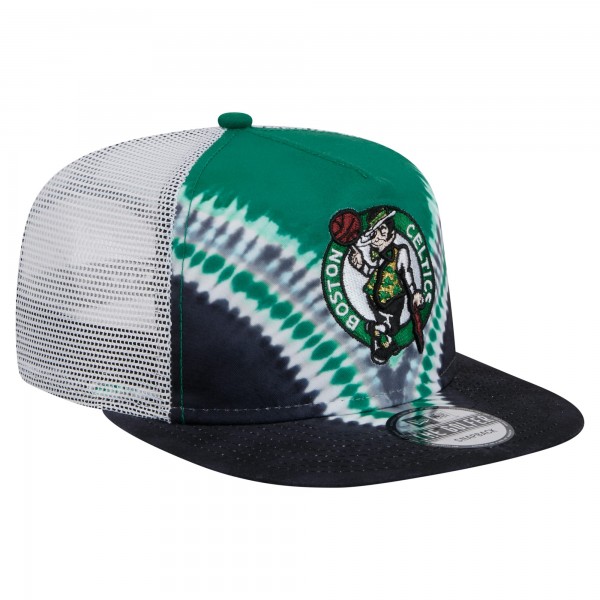 Boston Celtics New Era Black/Kelly Green Throwback Dye Golfer Snapback Hat