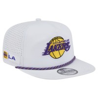 Бейсболка Los Angeles Lakers New Era White Performance Rope Golfer