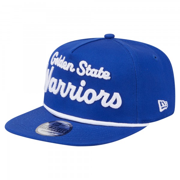 Golden State Warriors New Era Royal Team Text Golfer Snapback Hat