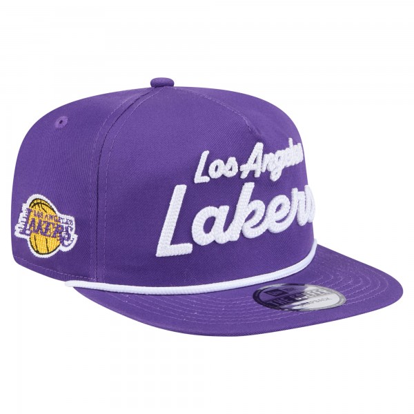 Los Angeles Lakers New Era Purple Team Text Golfer Snapback Hat