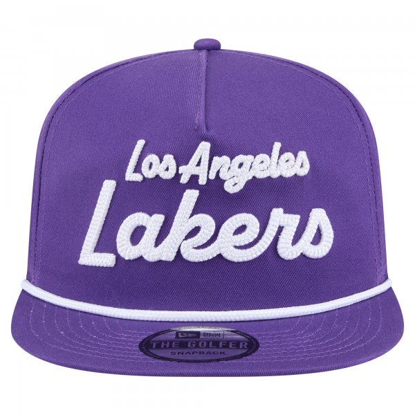 Los Angeles Lakers New Era Purple Team Text Golfer Snapback Hat