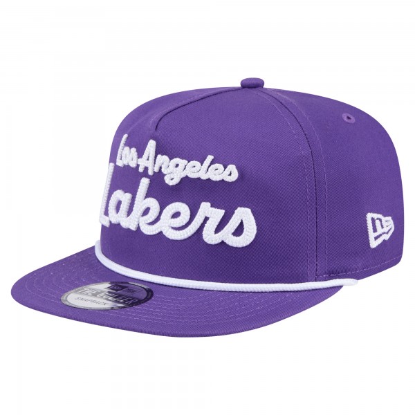 Los Angeles Lakers New Era Purple Team Text Golfer Snapback Hat