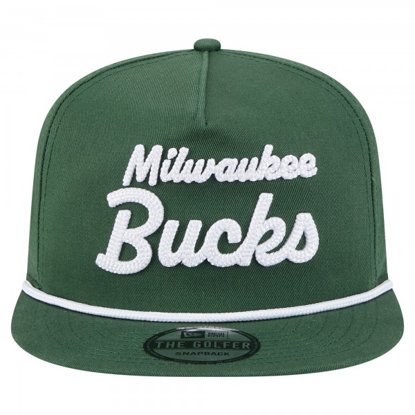 Бейсболка Milwaukee Bucks New Era Hunter Green Team Text Golfer