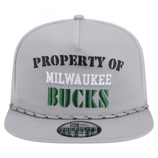 Бейсболка Milwaukee Bucks New Era Gray Throwback Property Of Golfer