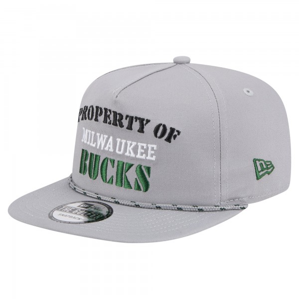 Бейсболка Milwaukee Bucks New Era Gray Throwback Property Of Golfer