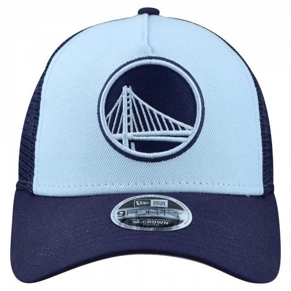 Подростковая Golden State Warriors New Era Light Blue Colorpack 9FORTY A-Frame Trucker Adjustable Hat