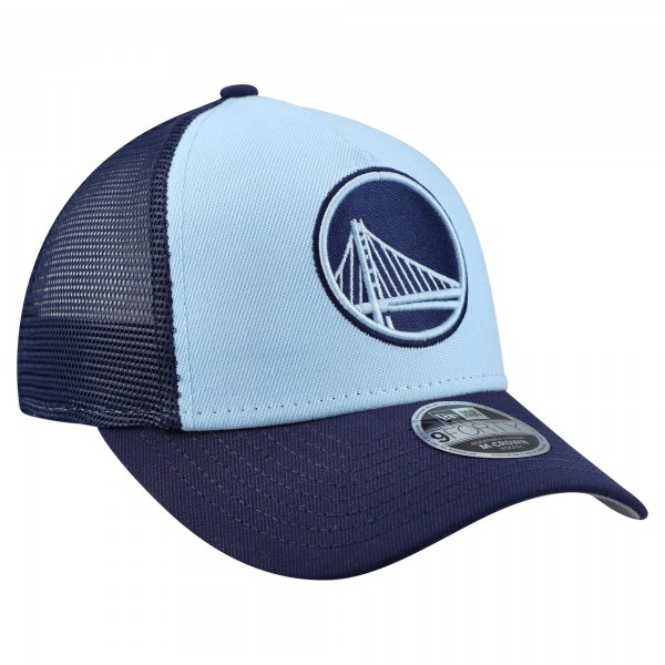 Подростковая Golden State Warriors New Era Light Blue Colorpack 9FORTY A-Frame Trucker Adjustable Hat