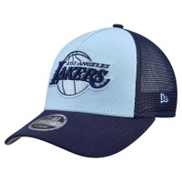 Подростковая Los Angeles Lakers New Era Light Blue Colorpack 9FORTY A-Frame Trucker Adjustable Hat