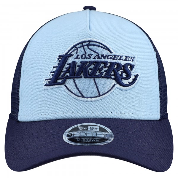 Подростковая Los Angeles Lakers New Era Light Blue Colorpack 9FORTY A-Frame Trucker Adjustable Hat