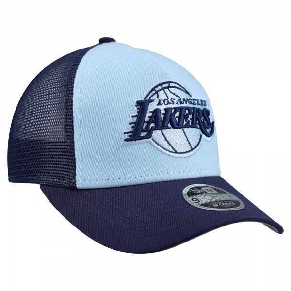 Подростковая Los Angeles Lakers New Era Light Blue Colorpack 9FORTY A-Frame Trucker Adjustable Hat