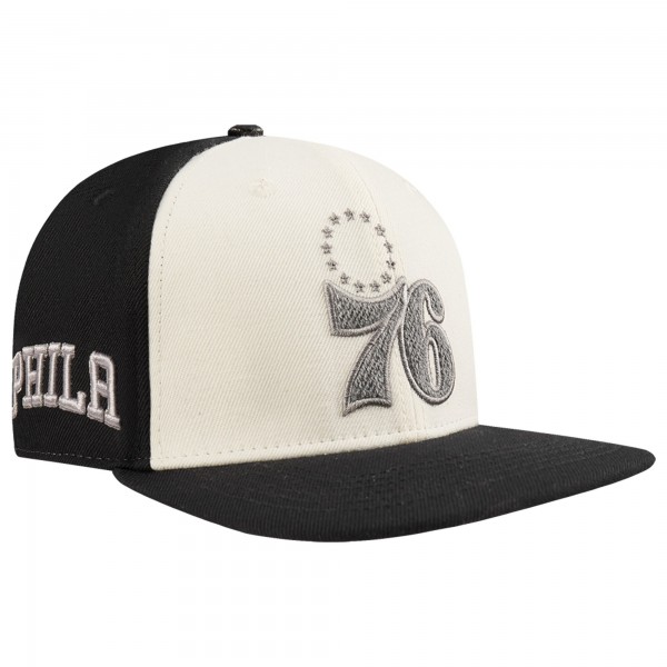 Philadelphia 76ers Pro Standard Cream/Black French Terry Snapback Hat