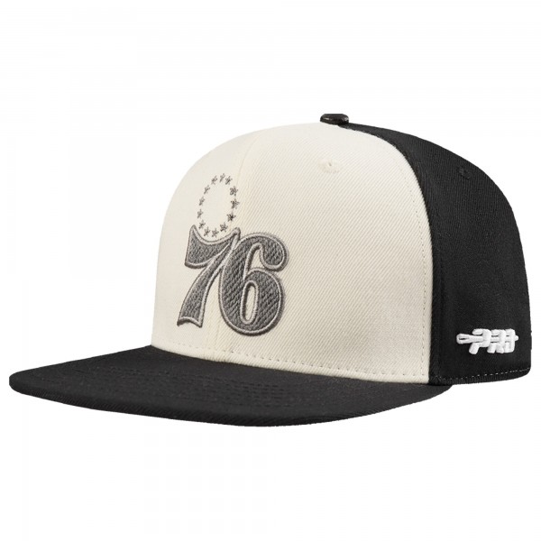 Philadelphia 76ers Pro Standard Cream/Black French Terry Snapback Hat