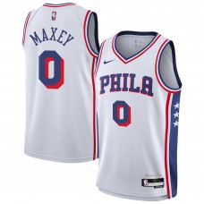 Подростковая Philadelphia 76ers Tyrese Maxey Nike White Association Swingman Jersey