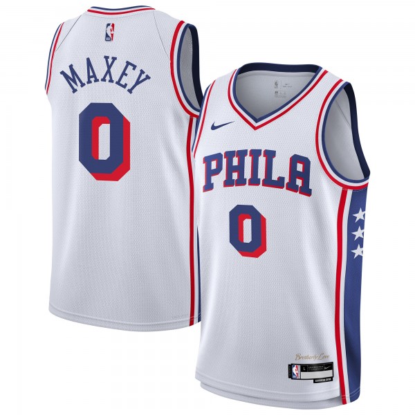 Подростковая Philadelphia 76ers Tyrese Maxey Nike White Association Swingman Jersey
